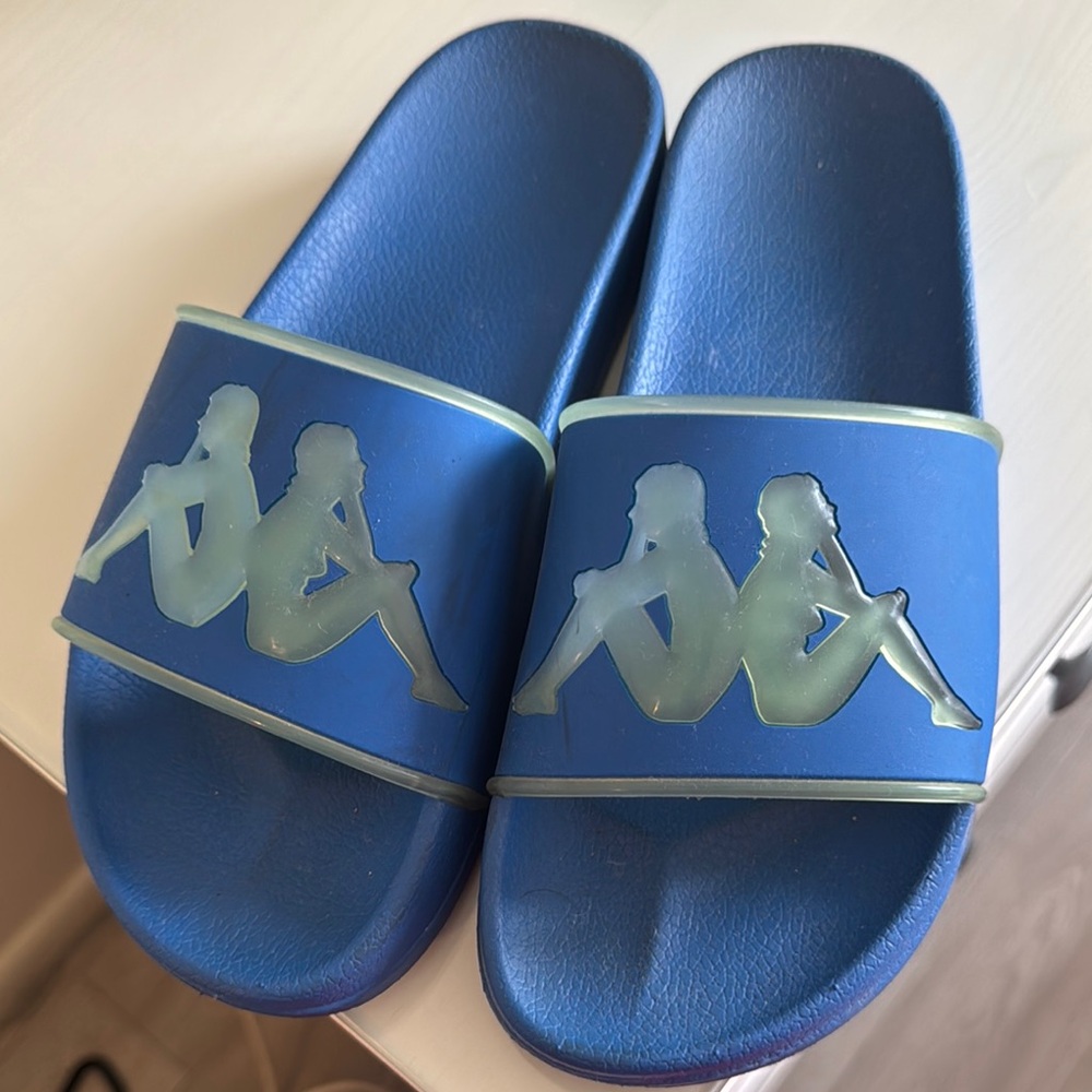 Kappa Blue Sandals with Wide Strap and Logo